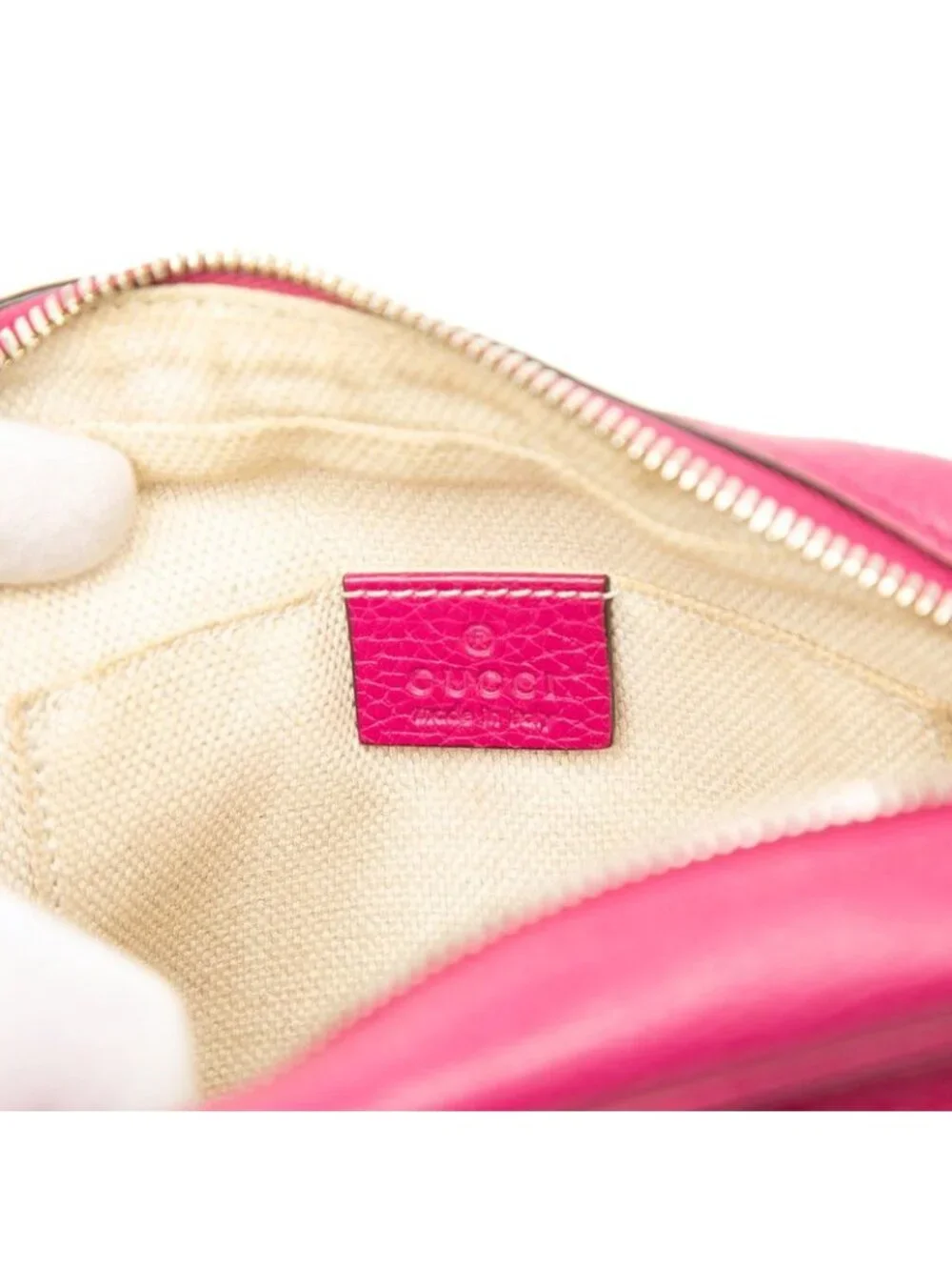 Gucci Interlocking G Soho Crossbody Shoulder Bag Pink Leather